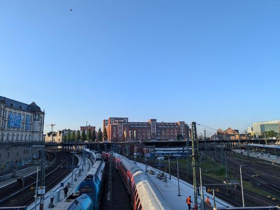 Blue morning sky above Hamburg