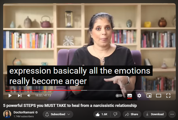 https://www.youtube.com/watch?v=MX0ugH_Gv-8
5 powerful STEPS you MUST TAKE to heal from a narcissistic relationship

 views  
28 Jul 2024
LONDON ENGLAND WORKSHOPS:
September 5-7, 2024
https://www.narcissistic-relationship...

NORTH CAROLINA RETREAT
November 1-3, 2024
https://artoflivingretreatcenter.org/...