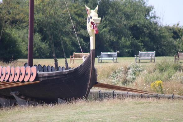 The head of the replica Viking ship at Pegwell Bay