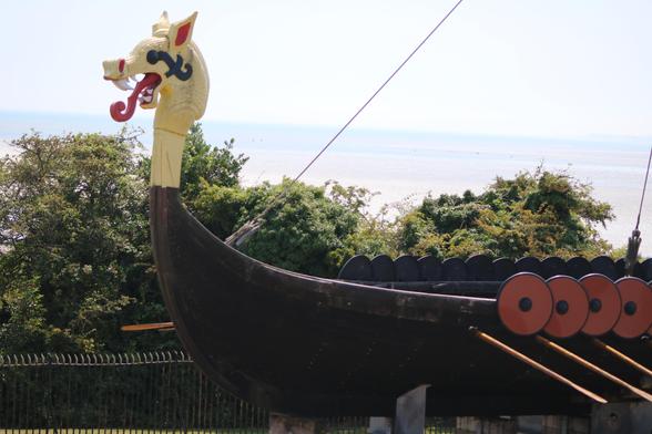 The head of the replica Viking ship at Pegwell Bay