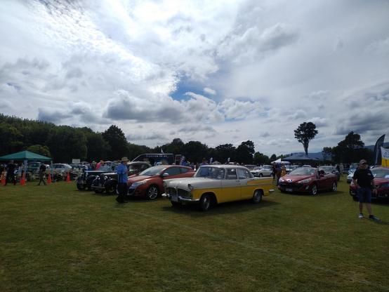 Simca Chambord, photographed at Trentham in 2021, next to my Renault Mégane III coupé.