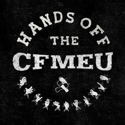 HANDS OFF
The CFMEU 
Graphic: linked arms vs snatching hands. 
By Sam Wallman