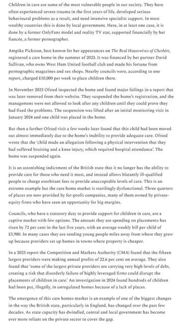 Extract ref David Sullivan and Ampika Pickston's AP Care Homes and child safeguarding failings since Aug 2023.