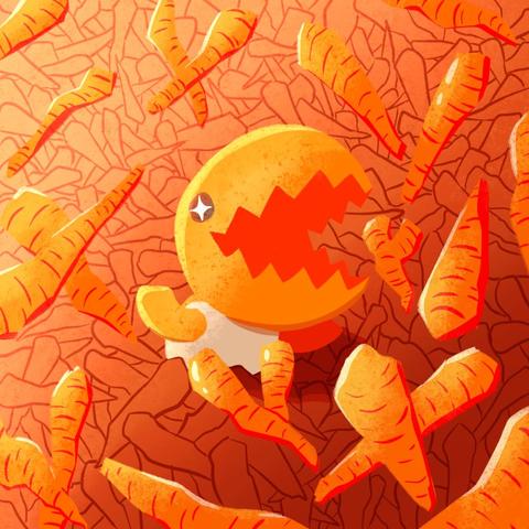 The pokemon Trapinch lost in a carrot sauce
