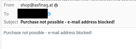 An email from #ASFINAG stating they can't send email to this address.