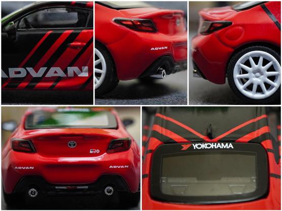 Some close-up shots of Toyota GR86 Advan livery by Pop Race in 1:64 scale on AREA 164