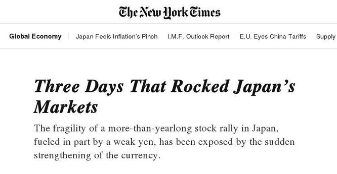 Nightmare in Japan in three acts
Headlines The New York Times 2024 Aug.07
