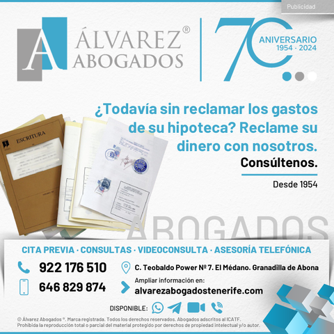 ¿Todavía sin reclamar los gastos de su hipoteca? Reclame su dinero con nosotros. No permita que su banco se quede con su dinero. Solicite información sin compromiso. Consúltenos ahora sin compromiso.
https://alvarezabogadostenerife.com/2016/12/reclamar-gastos-hipoteca-cobro-indebidamente-banco/

#alvarezabogados #abogados #Tenerife #tenerifelegal #abogadostenerife #gastoshipoteca #clausulaabusiva #derechos #bancos 

