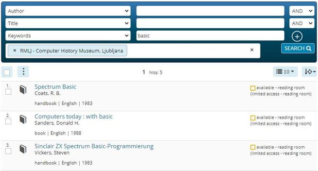 screenshot of search page
