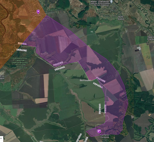 russians has reported fights in Kucherov since 15:00 UTC and the purple area the russian forces has been demilitarized 