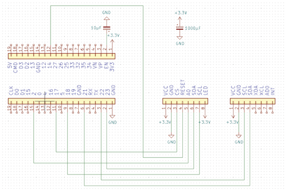 The circuit diagram for the test setup for our digital spirit level.