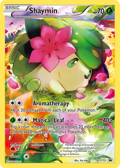 Shaymin (XY Black Star Promos) released 2013/10/12. Illustrated by You Iribi.