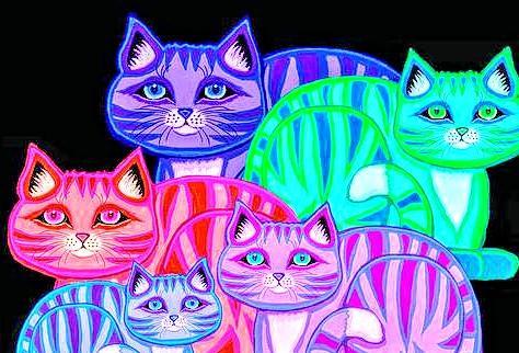 Painting of whimsical Kitties 