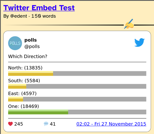 HTML representation of a poll on Twitter.