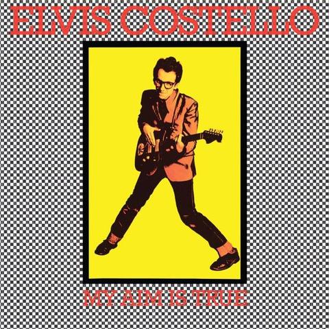 An image of the cover of the record album 'My Aim Is True' by Elvis Costello