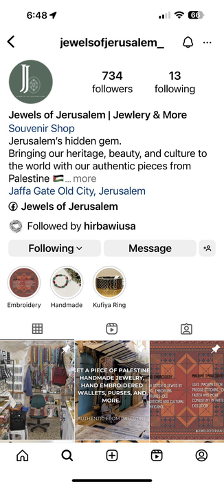 Jewels Of Jerusalem Instagram page