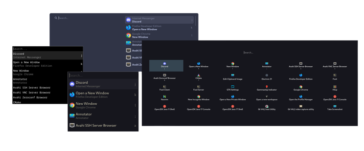 Image showing multiple screenshots of Walker, demonstrating different themes.