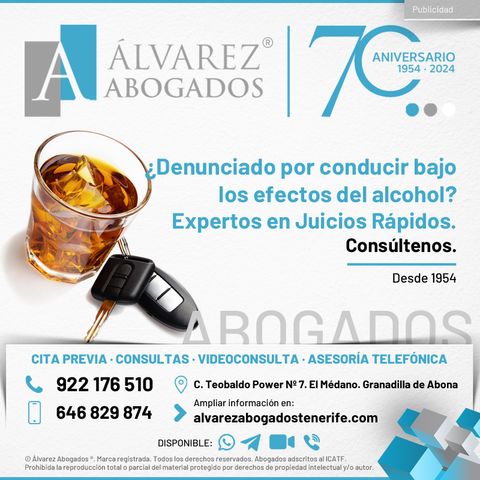 ¿Denunciado por conducir bajo los efectos del alcohol? Abogado penalista con experiencia en juicios rápidos por alcoholemia y delitos de tráfico. Especialistas en delitos de alcoholemia, estudiamos y diseñamos de manera individual la estrategia jurídica.
https://alvarezabogadostenerife.com/abogados-tenerife-alcoholemia-y-delito-seguridad-vial/ 

#alvarezabogados #abogados #Tenerife #abogadostenerife #tenerifelegal #alcohol #trafico #carnet #puntos #delitos #defensa

