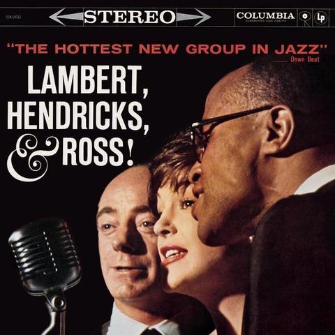 An image of the cover of the record album 'The Hottest New Group in Jazz' by Lambert, Hendricks & Ross