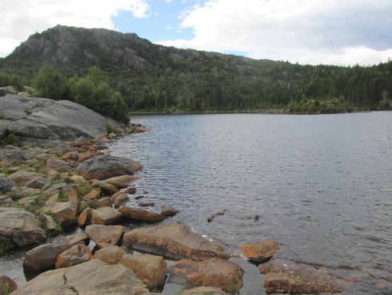 Tumbledown Pond, with island, at the top of the mountain