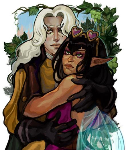 Digital painting of prince Adale and my OC Dia. Because i can. As a treat.