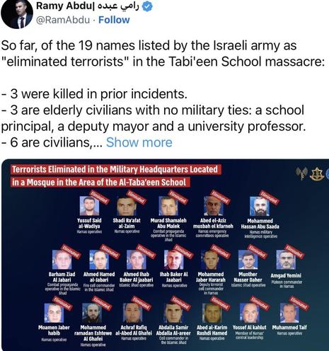 Israel's list of 19 so-called 