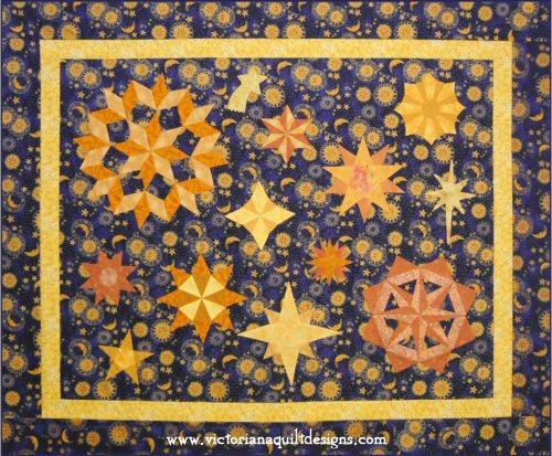 Star filled, night sky quilt. 