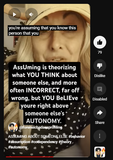 https://www.youtube.com/shorts/g1yuoQbv2Vw
ASSUMING ABOUT SOMEONE ELSE #behavior #assumption #codependency #theory #autonomy