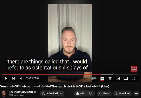 https://www.youtube.com/watch?v=fzkoifi5Np0
You are NOT their mummy/ daddy! The narcissist is NOT a lost child! (Live)