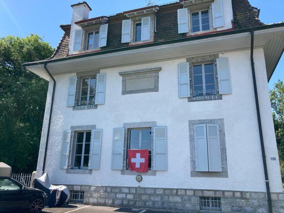 One of the gorgeous early 20thC Swiss customs buildings designed by Marc Camoletti, now transformed into a private dwelling.