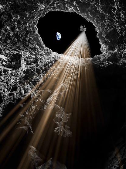 In 2010, as part of the ongoing LRO NASA mission, the Miniature Radio-Frequency (Mini-RF) instrument acquired data that included a pit in Mare Tranquilitatis. Years later we have reanalysed these data with complex signal processing techniques we have recently developed, and have discovered radar reflections from the area of the pit that are best explained by an underground cave conduit. This discovery provides the first direct evidence of an accessible lava tube under the surface of the Moon.