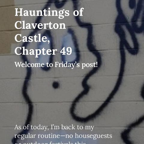 Background: a white brick wall with a graffiti ghost painted on it
Foreground: The introduction of today's Substack (Whimsical Words) post