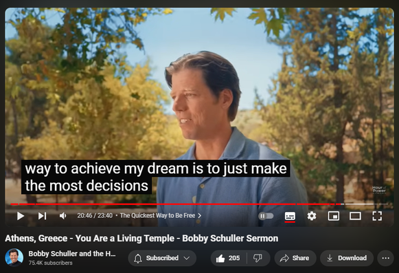 https://www.youtube.com/watch?v=CBIUM4NNPjk
Athens, Greece - You Are a Living Temple - Bobby Schuller Sermon
3,659 views  10 Aug 2024  ATHENS
From Athens, Greece, a Sacred Revelation: Unveiling the Living Temple Within.You Are a Living Temple. Pastor Bobby brings today’s message from the Agora in Athens Greece where he’s beginning the steps of Paul series. Bobby teaches from Acts chapter 17 – Paul has traveled to Agora and is mending tents during the week, but on the weekends, he’s at the synagogue talking to people about the gospel. Paul’s message was that God does not dwell in temples made with human hands, in today’s message: “You Are a Living Temple.”