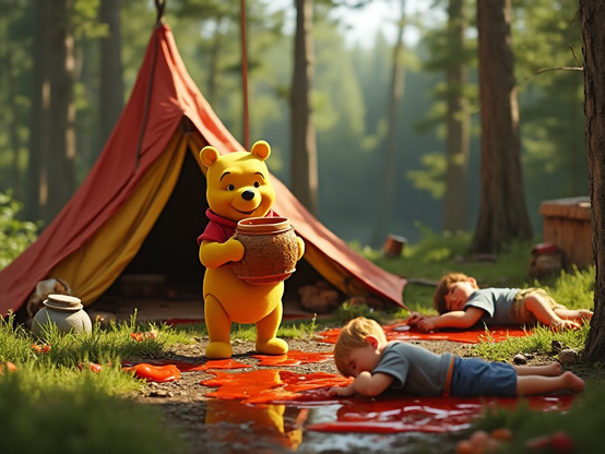 Winnie the Pooh murdering campers for their honey