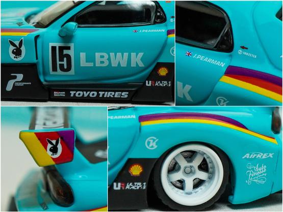 Some close-up shots of Mazda RX-7 FD3S, LB-Super Silhouette, Hobby Expo China 2024 Edition by iNNO64 in 1:64 scale with 1:64 figure on AREA 164