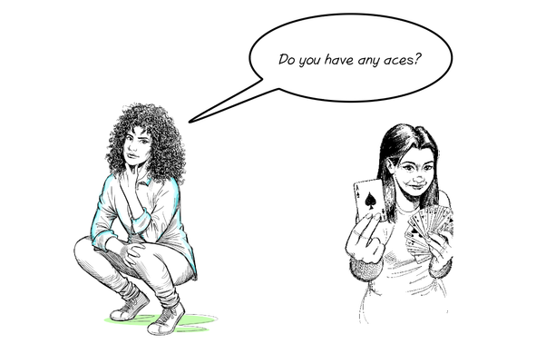 Illustration of people playing cards