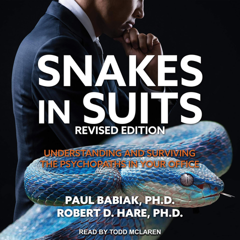 Snakes in Suits: When Psychopaths Go to Work is a 2006 non-fiction book by industrial psychologist Paul Babiak and criminal psychologist Robert D. Hare. The book describes how a workplace psychopath can take power in a business using manipulation. Wikipedia
Originally published: May 9, 2006
Author: Robert D. Hare