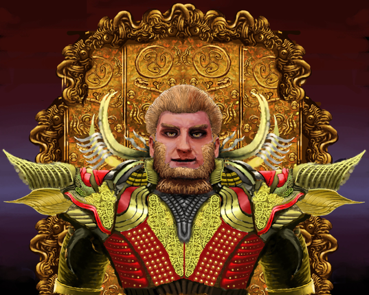 Portrait of someone as the monkey king on a golden throne