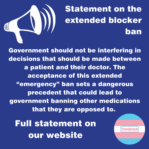 Statement on the extended blocker ban. Government should not be interfering in decisions that should be made between a patient and their doctor. The acceptance of this extended “emergency” ban sets a dangerous precedent that could lead to government banning other medications that they are opposed to. Full statement on our website