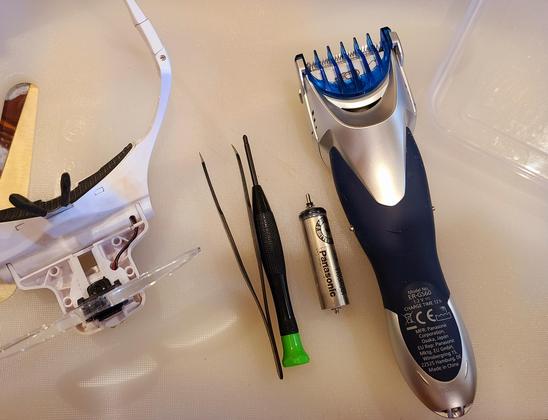 Reassembled Panasonic clipper with replaced battery. 