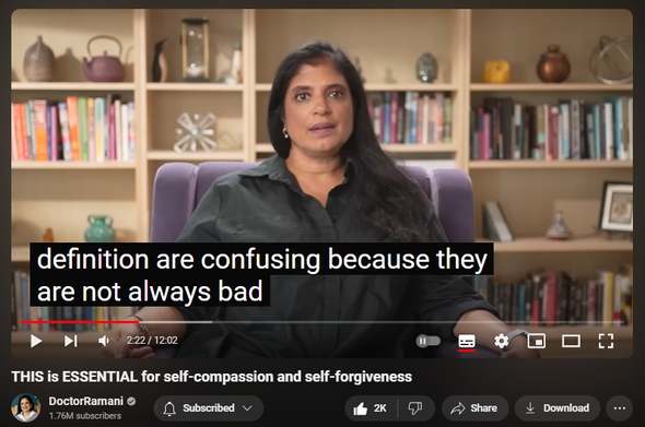 https://www.youtube.com/watch?v=oZWJDYteCLQ
THIS is ESSENTIAL for self-compassion and self-forgiveness


22,179 views  20 Aug 2024
LONDON ENGLAND WORKSHOPS:
September 5-7, 2024
https://www.narcissistic-relationship...

NORTH CAROLINA RETREAT
November 1-3, 2024
https://artoflivingretreatcenter.org/...