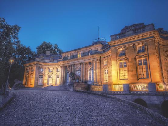 Castle Monrepos at night.
Schloss Monrepos bei Nacht 