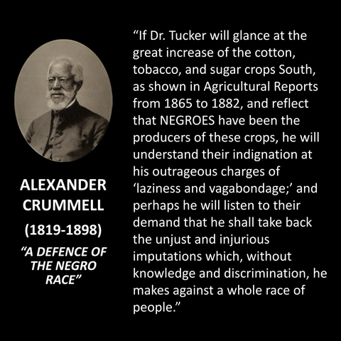 "If Dr. Tucker will glance at the great increase of the cotton, tobacco, and sugar crops South, as shown in Agricultural Reports from 1865 to 1882, and reflect that NEGROES have been the producers of these crops, he will understand their indignation at his outrageous charges of 'laziness and vagabondage;' and perhaps he will listen to their demand that he shall take back the unjust and injurious imputations which, without knowledge and discrimination, he makes against a whole race of people."
