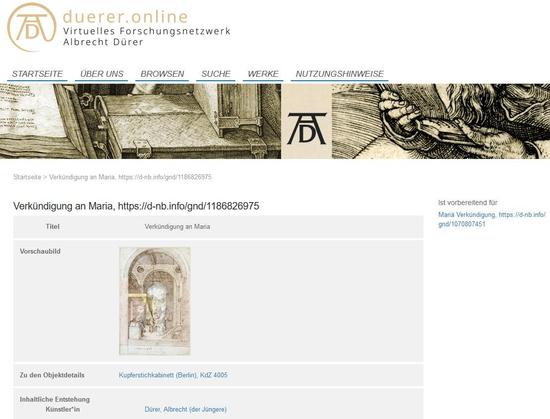 Screenshot der duerer.online Seite