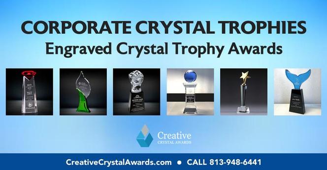 Corporate trophies, optical crystal trophies, custom crystal trophy awards, recognition trophies, engraved crystal trophies, high end crystal awards, wholesale crystal trophy supplier in USA