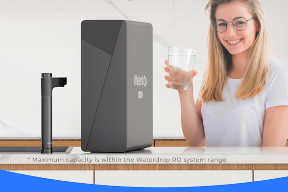 Waterdrop X16 Tankless Reverse Osmosis System with 1600 GPD filtration, 11-stage purification, and real-time TDS monitoring for clean, alkaline water