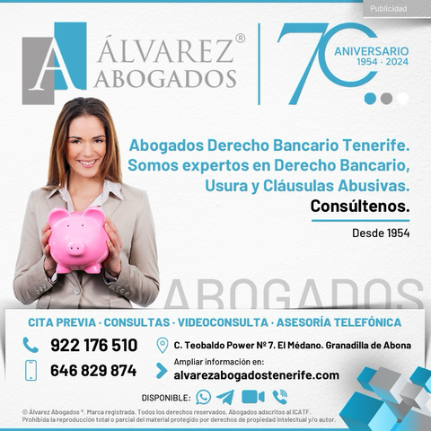 Abogados Derecho Bancario Tenerife. Somos expertos en Derecho Bancario, Usura y Cláusulas Abusivas. Abogado Bancario Tenerife. Consúltenos ahora sin compromiso. Recuperamos su dinero desde 1954. https://alvarezabogadostenerife.com/areas-derecho/derecho-bancario/   #alvarezabogados #abogados #Tenerife #abogadostenerife #abogadostenerifesur #clausulasuelo #gastoshipoteca #irph #tarjetarevolving #usura #intereses #bancos #reclamacion 