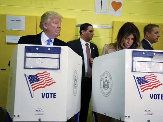 Trump peaking a his wifes ballot