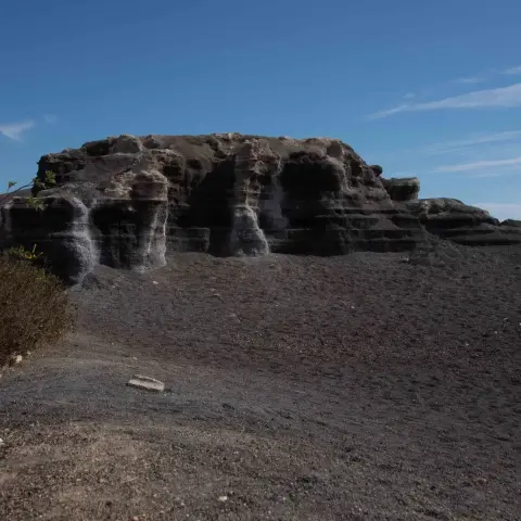 Bizzare landscape made of volcanic rocks that are made of volcanic ash layers