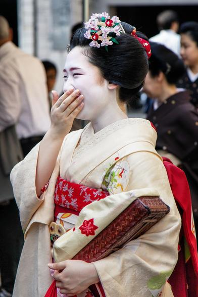 A maiko on the streets of Gion.